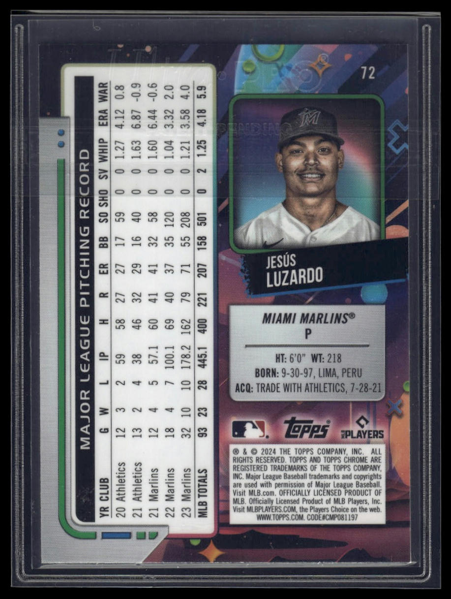 2024 Topps Chrome Cosmic #72 Jesús Luzardo Purple /150