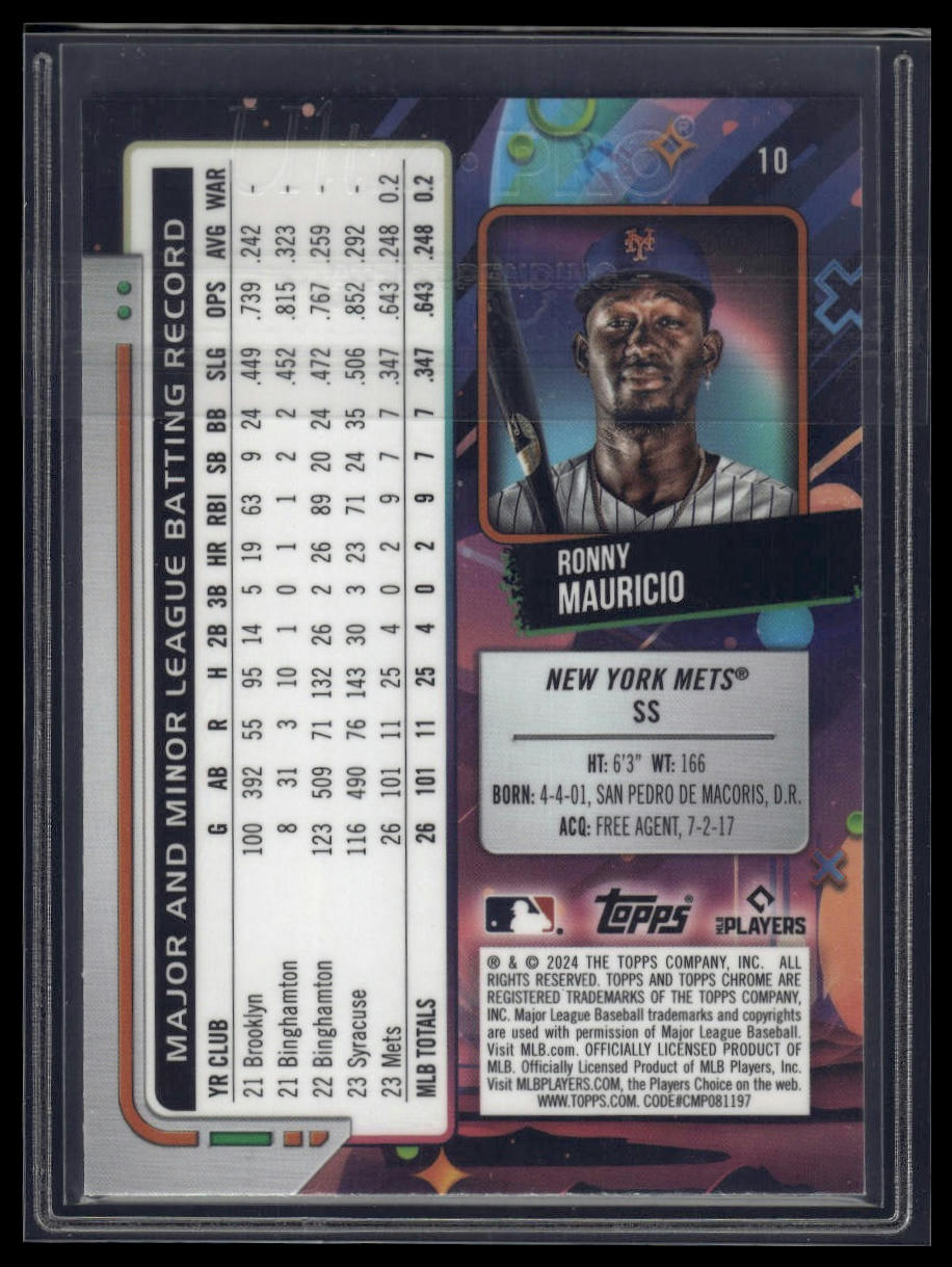 2024 Topps Chrome Cosmic #10 Ronny Mauricio Aqua Equinox Refractors #/199