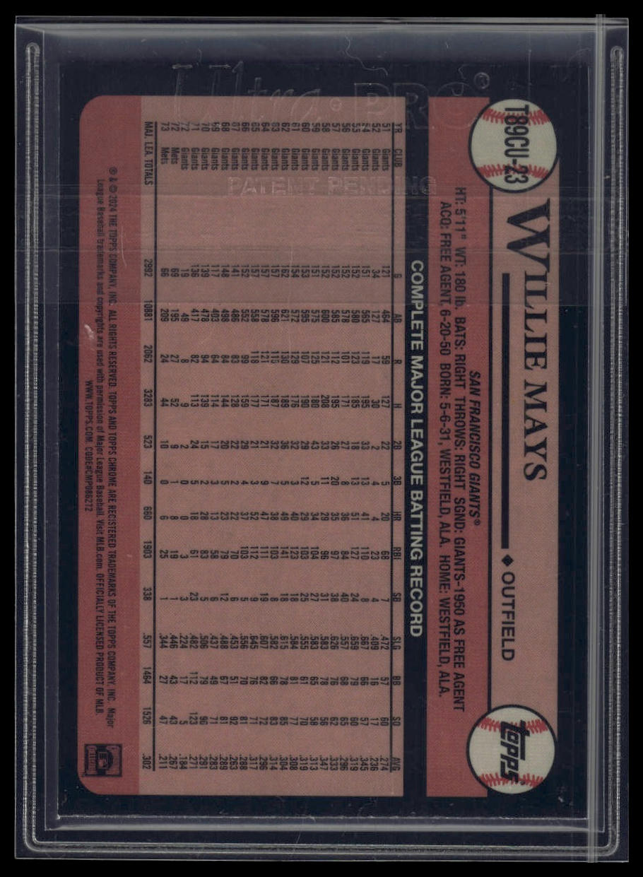 2024 Topps Update Willie Mays 1989 Topps Baseball 35th Anniversary Chrome
