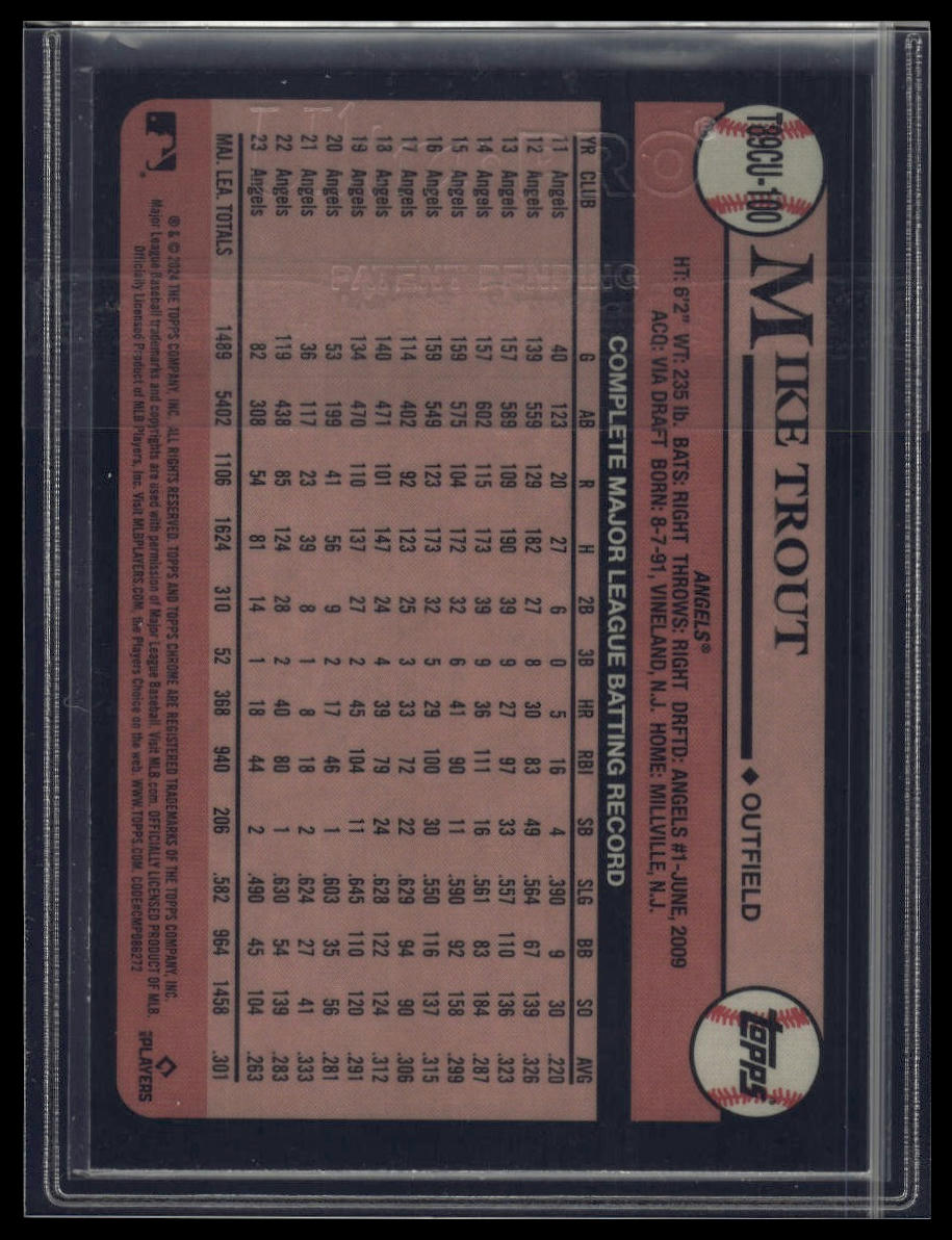 2024 Topps Update Mike Trout 1989 Topps Baseball 35th Anniversary Chrome