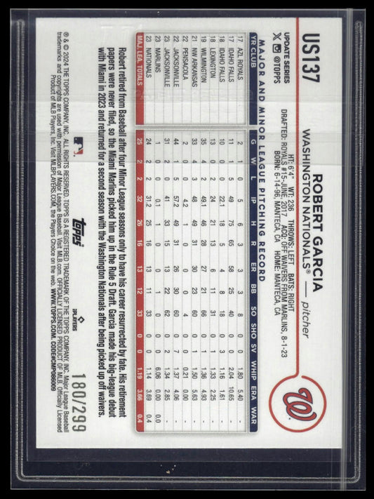 2024 Topps Update #US137 Robert Garcia Orange Crackle Foilboard #/299