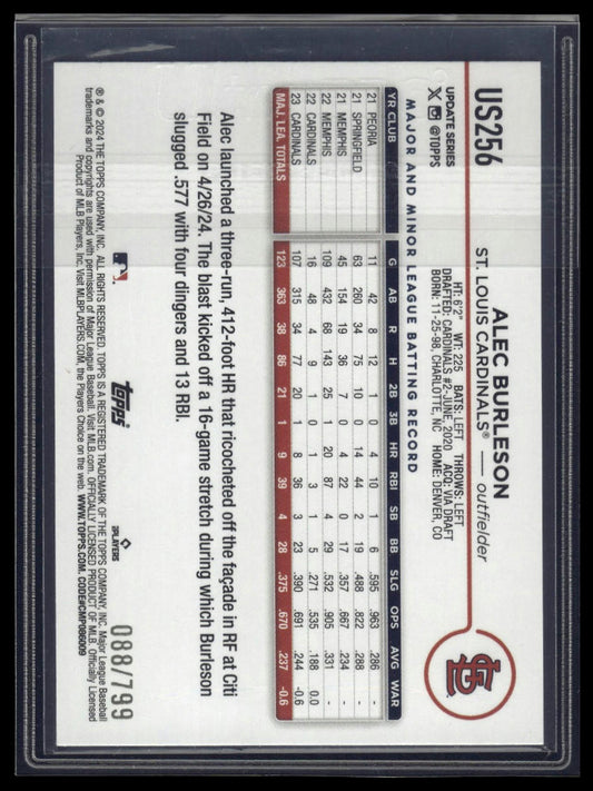 2024 Topps Update #US256 Alec Burleson Purple Holofoil #/799