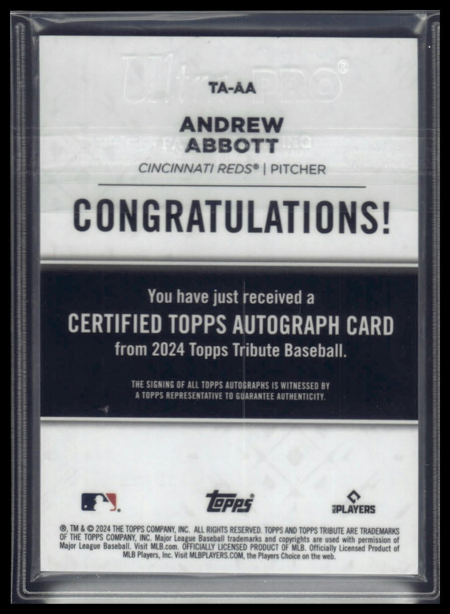 2024 Topps Tribute #TA-AA Andrew Abbott Tribute Autographs Orange #/25