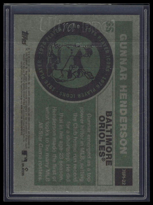 2025 Topps Heritage #76PI-22 Gunnar Henderson 1976 Player Icons Holographic