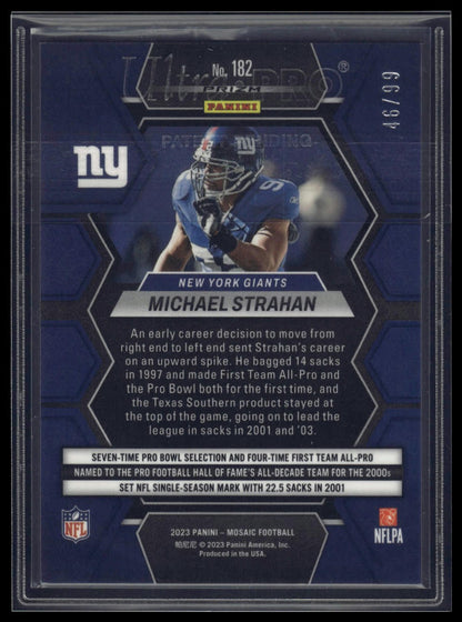 2023 Panini Mosaic #182 Michael Strahan Blue Mosaic #/99