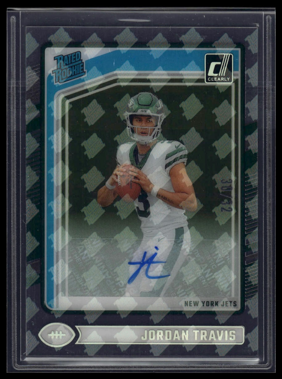 2024 Clearly Donruss #95 Jordan Travis Rated Rookie Autographs RR Logo #/32