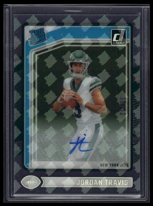 2024 Clearly Donruss #95 Jordan Travis Rated Rookie Autographs RR Logo #/32