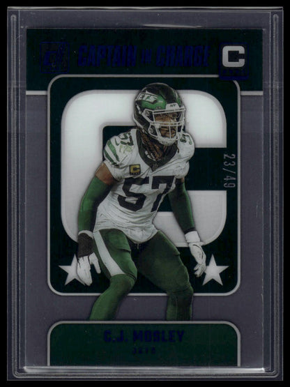 2024 Clearly Donruss #9 C.J. Mosley Clearly Captain In Charge Blue #/49