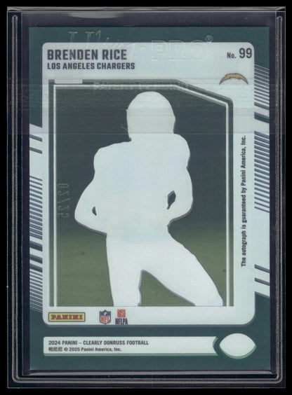 2024 Clearly Donruss #99 Brenden Rice Clearly Rated Rookie Autographs Green #/25