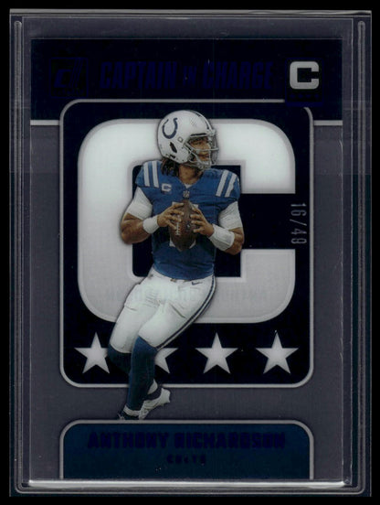 2024 Clearly Donruss #6 Anthony Richardson Clearly Captain In Charge Blue #/49