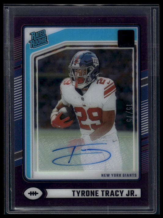 2024 Clearly Donruss #100 Tyrone Tracy Jr. Rated Rookie Auto Purple #/75
