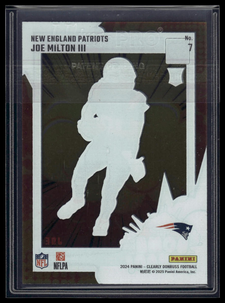 2024 Clearly Donruss #7 Joe Milton III Clearly Bomb Squad