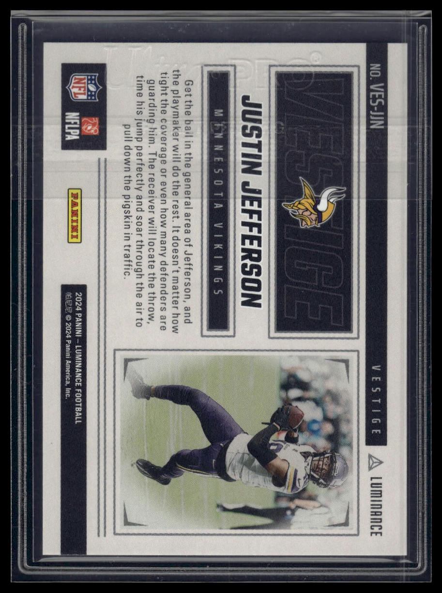 2024 Panini Luminance #VES-JJN Justin Jefferson Vestige Blue #/50
