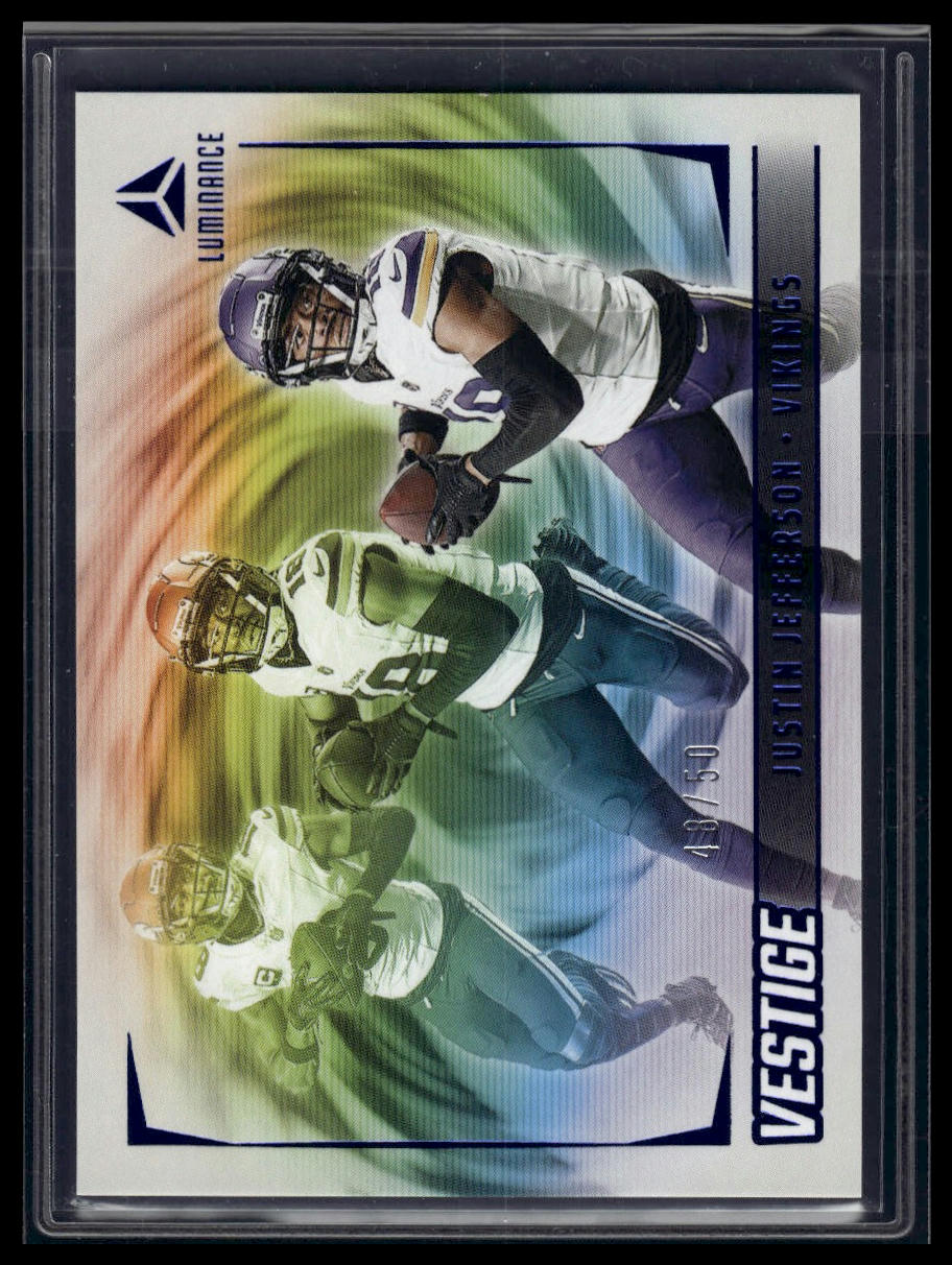 2024 Panini Luminance #VES-JJN Justin Jefferson Vestige Blue #/50