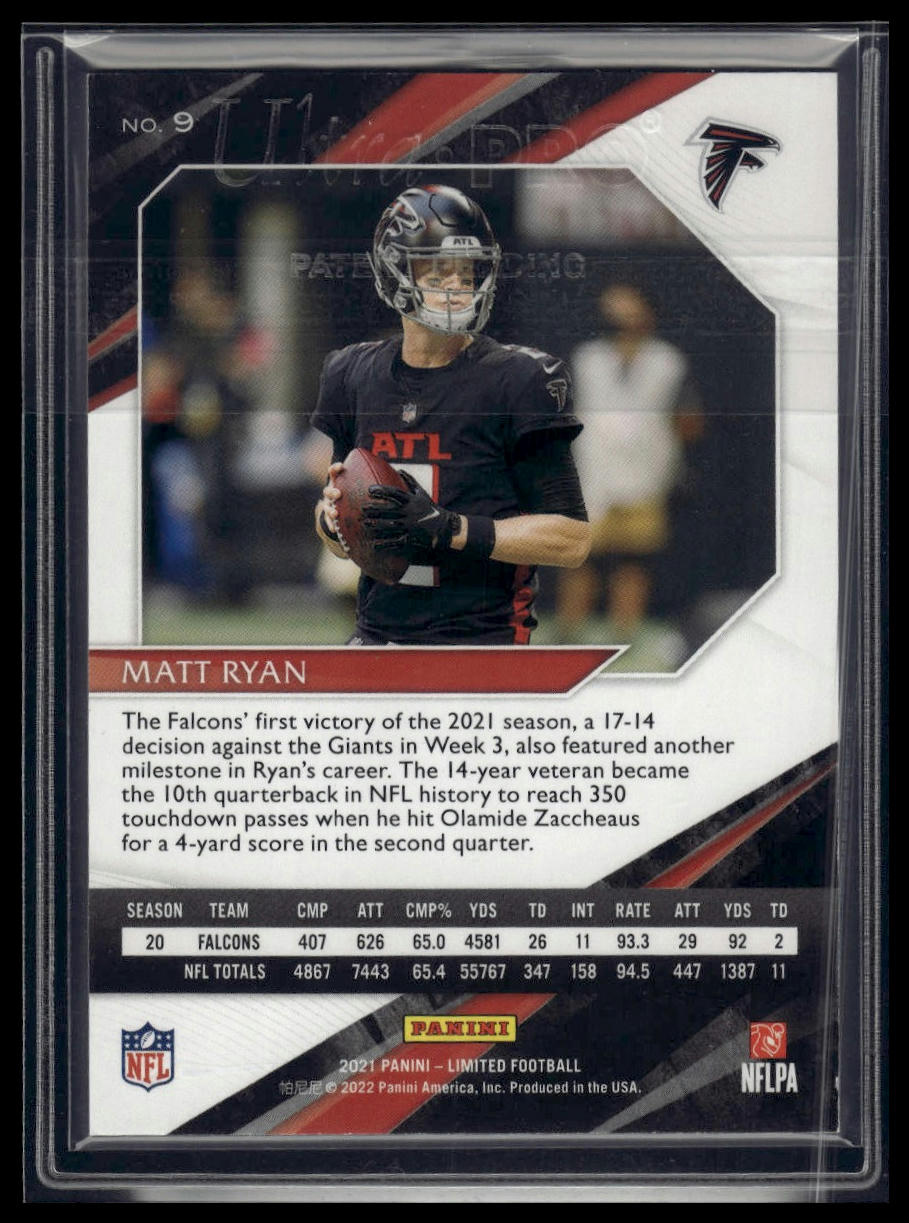 2021 Panini Limited #9 Matt Ryan Silver Spotlight #/149