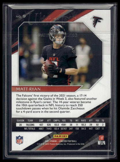 2021 Panini Limited #9 Matt Ryan Silver Spotlight #/149