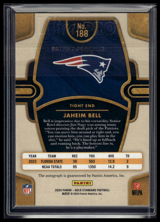 2024 Panini Gold Standard #188 Jaheim Bell Autographs Rose Gold #/24