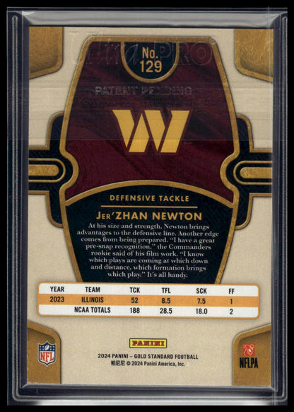 2024 Panini Gold Standard #129 Jer'Zhan Newton White Gold #/65