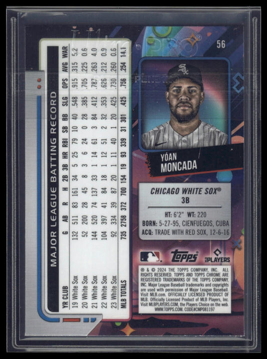 2024 Topps Chrome Cosmic #56 Yoan Moncada Aqua Equinox Refractors #/199