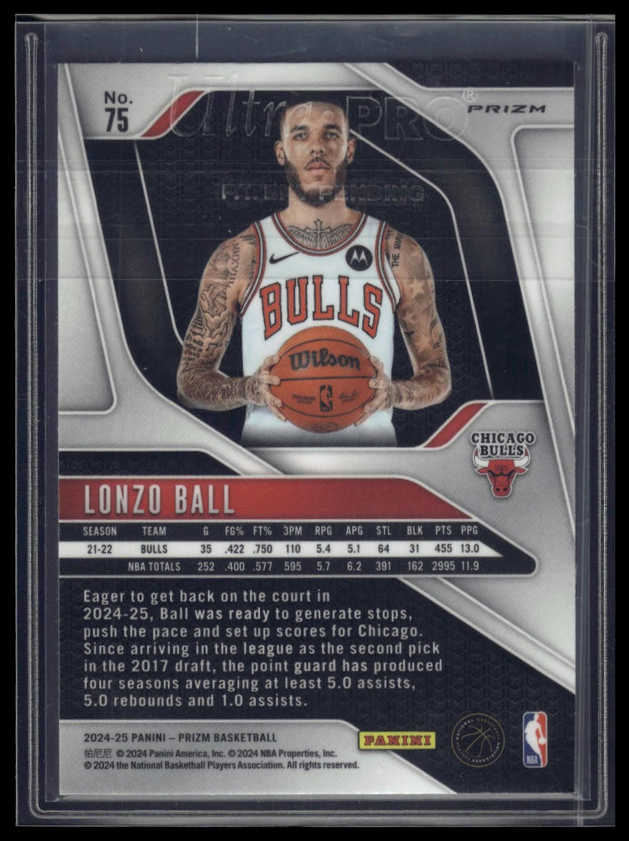 2024-25 Panini Prizm #75 Lonzo Ball Prizms Silver