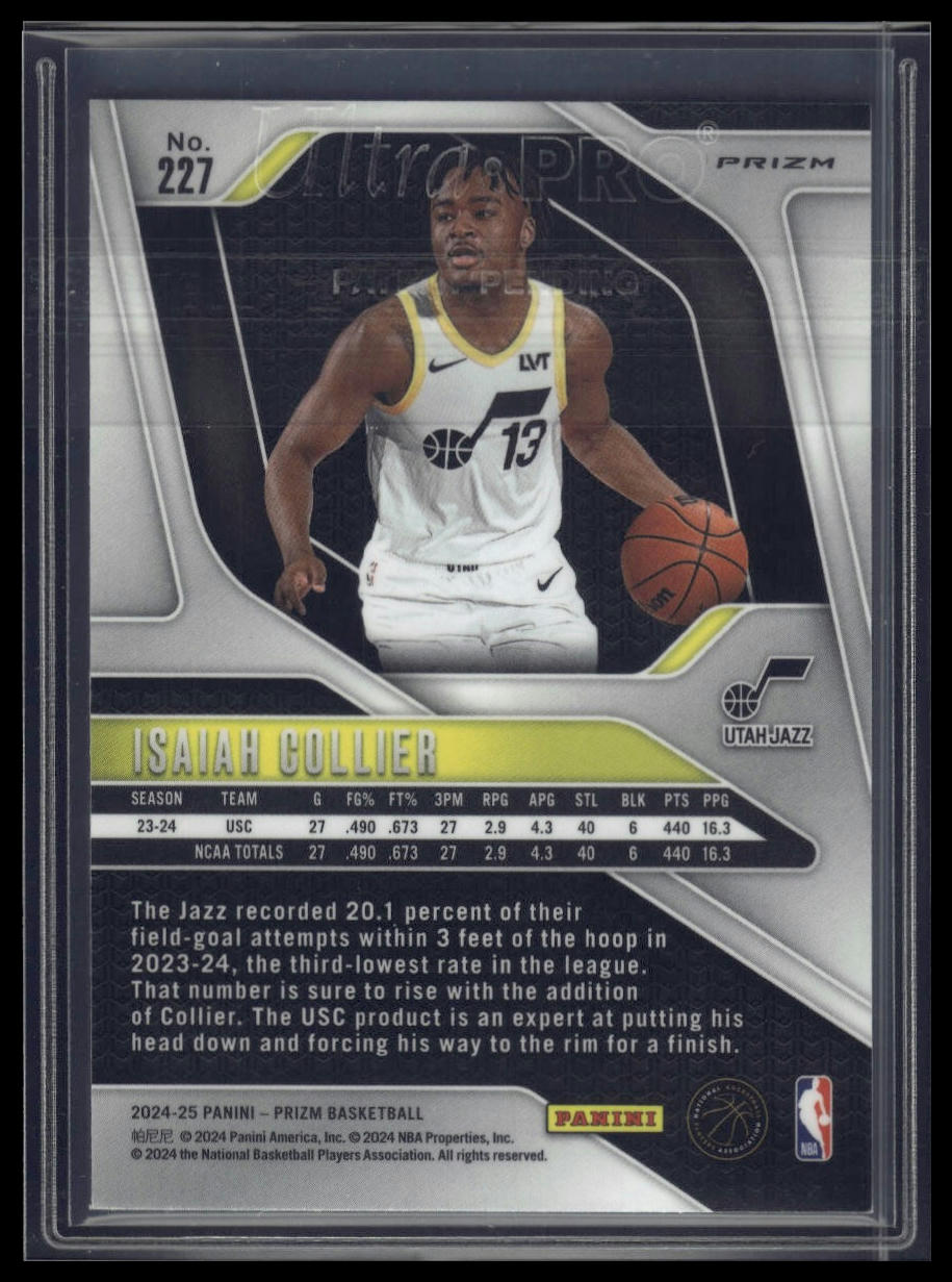 2024-25 Panini Prizm #227 Isaiah Collier Prizms Green Ice