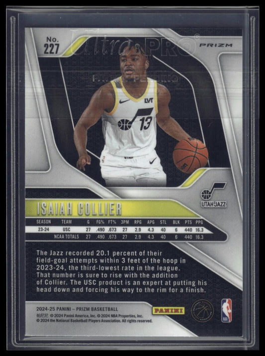2024-25 Panini Prizm #227 Isaiah Collier Prizms Green Ice