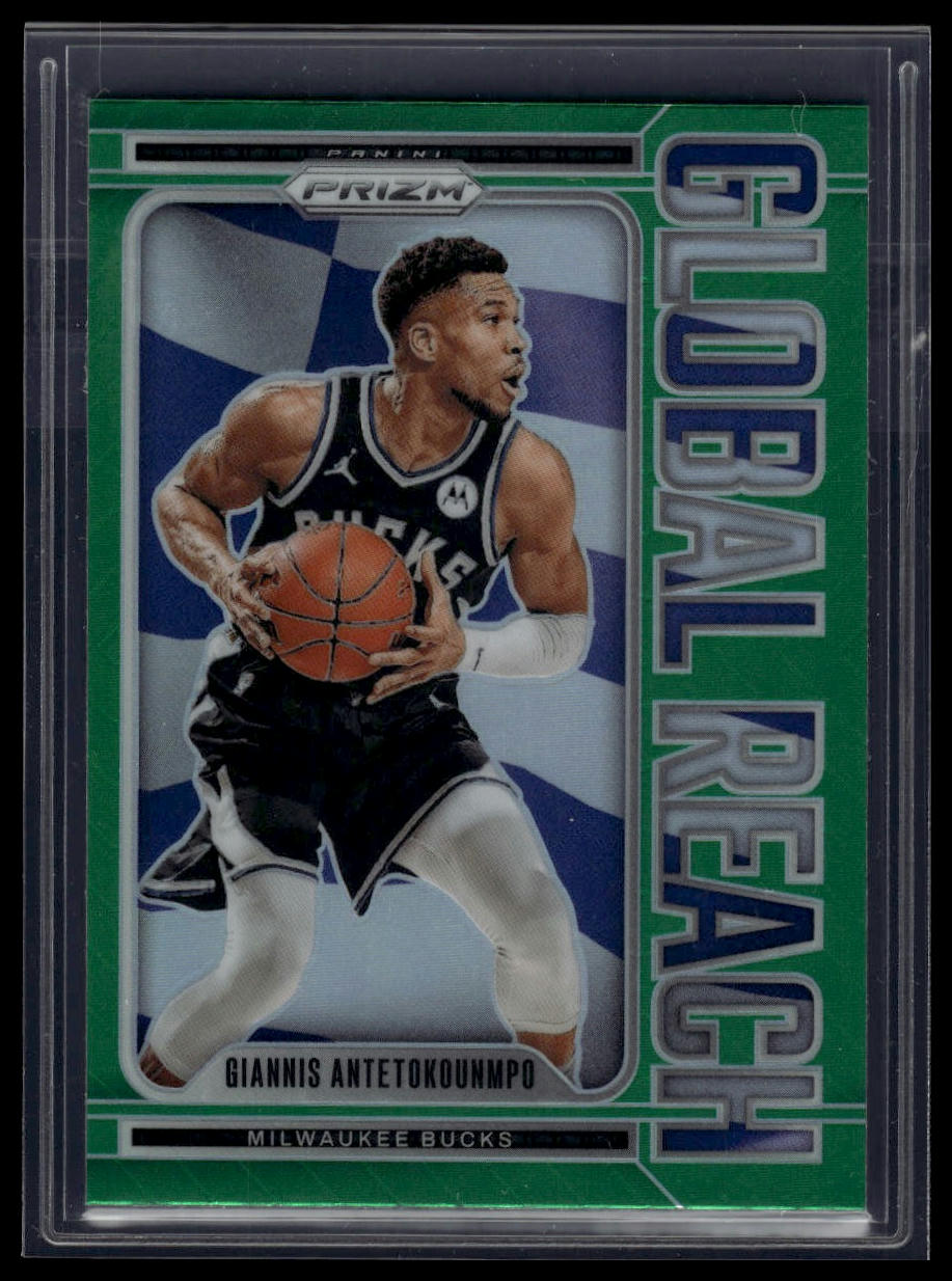 2024-25 Panini Prizm #4 Giannis Antetokounmpo Global Reach Prizms Green