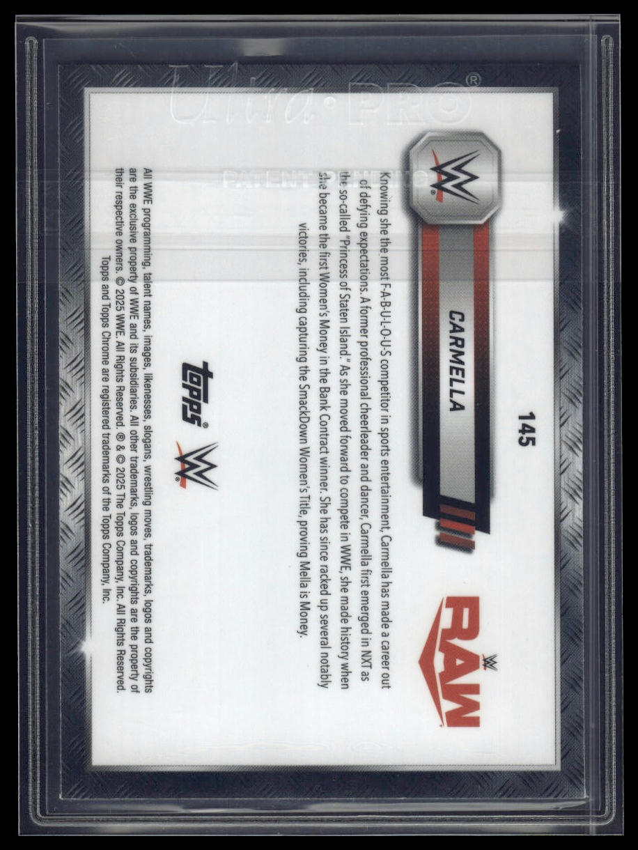 2025 Topps Chrome WWE #145 Carmella Blue Geometric Refractor #/99