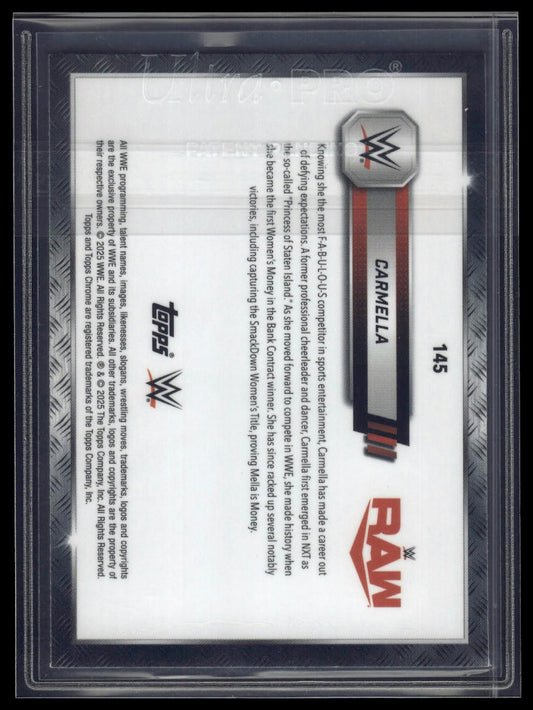 2025 Topps Chrome WWE #145 Carmella Blue Geometric Refractor #/99