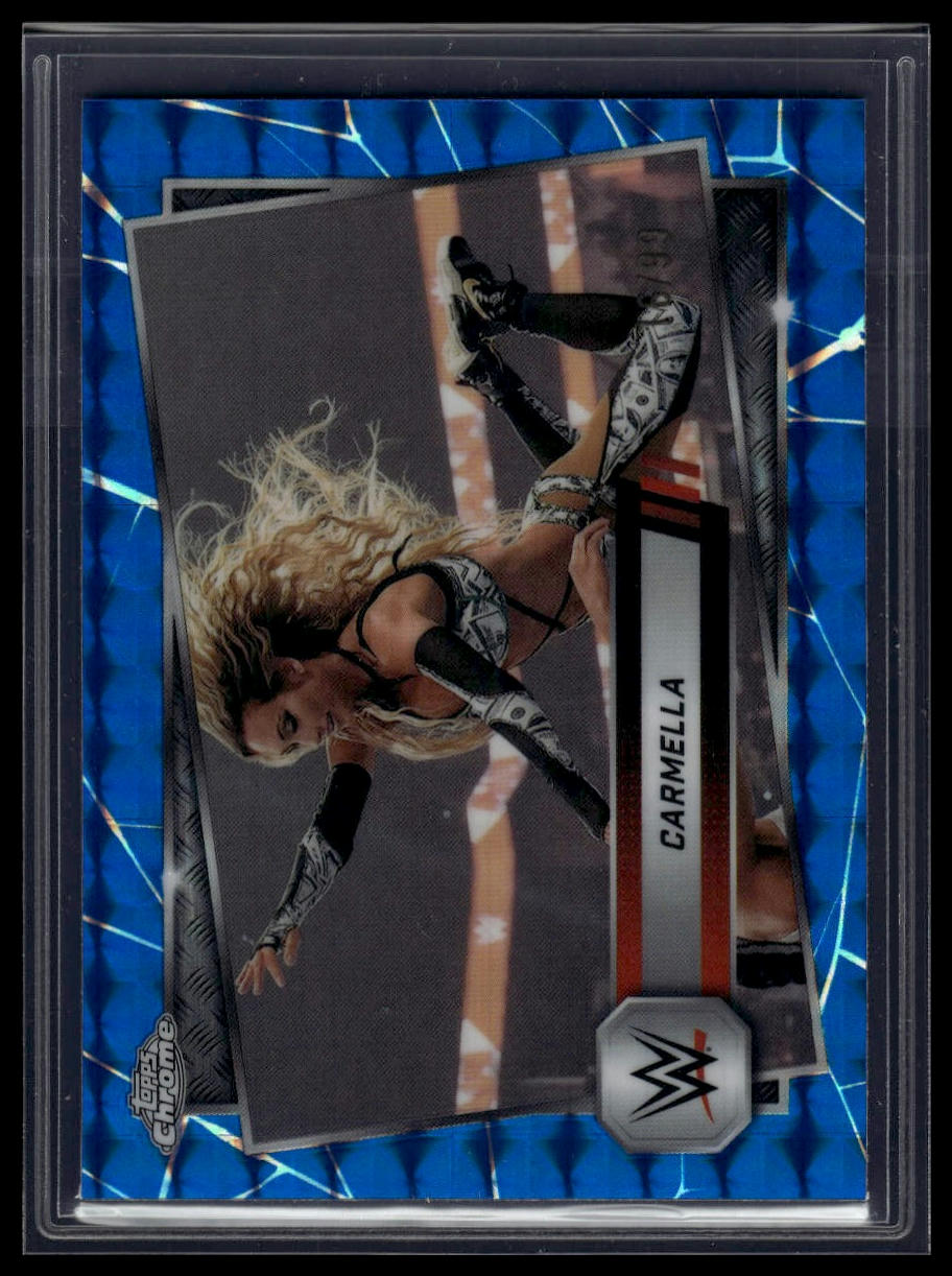 2025 Topps Chrome WWE #145 Carmella Blue Geometric Refractor #/99