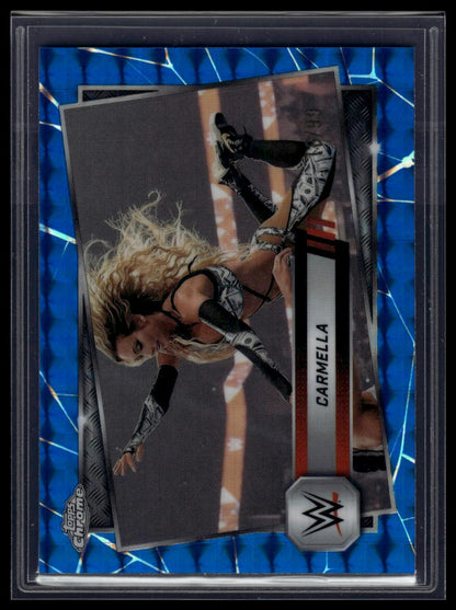 2025 Topps Chrome WWE #145 Carmella Blue Geometric Refractor #/99