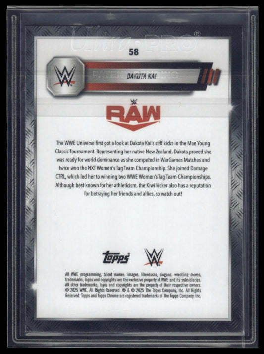 2025 Topps Chrome WWE #58 Dakota Kai Blue Geometric Refractor #/99