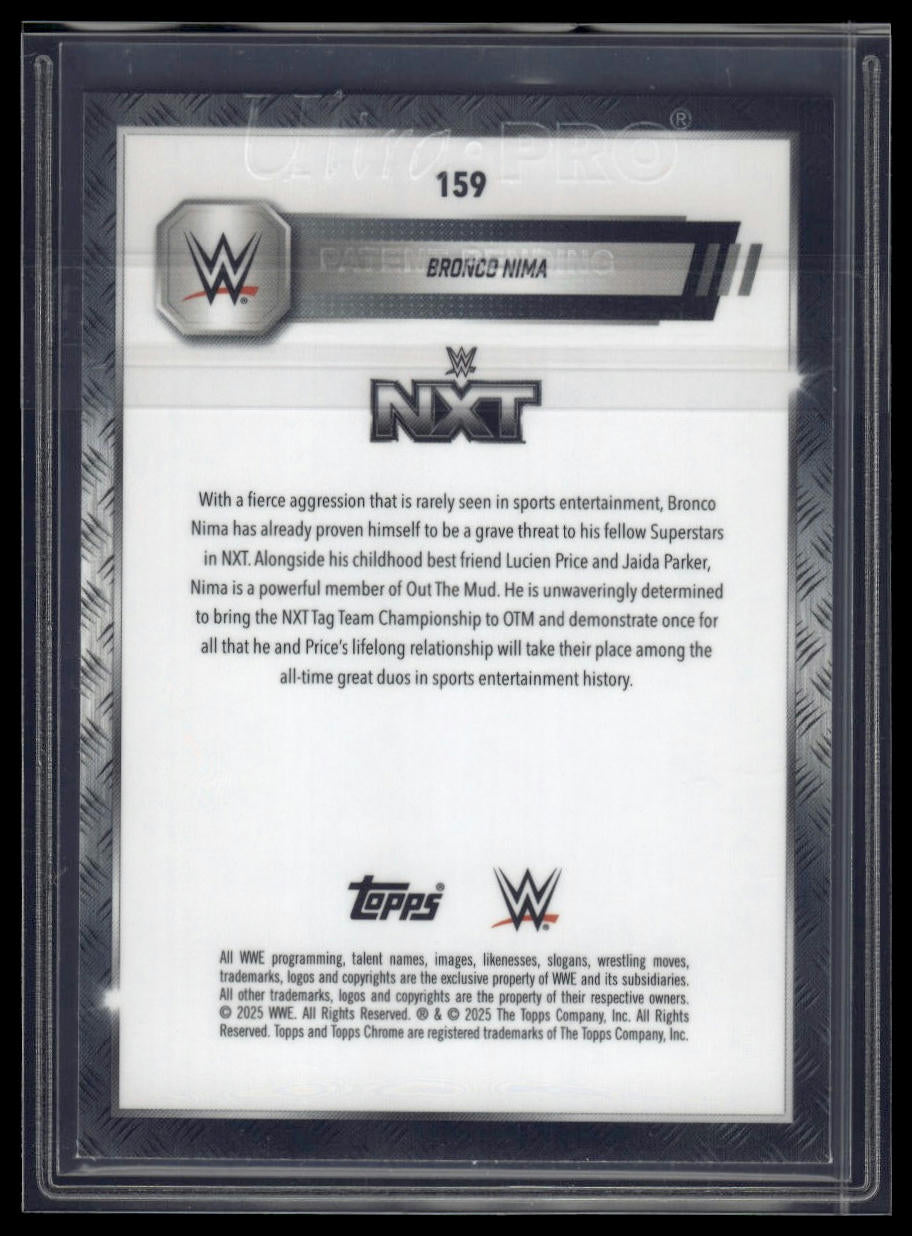 2025 Topps Chrome WWE #159 Bronco Nima Blue Geometric Refractor #/99