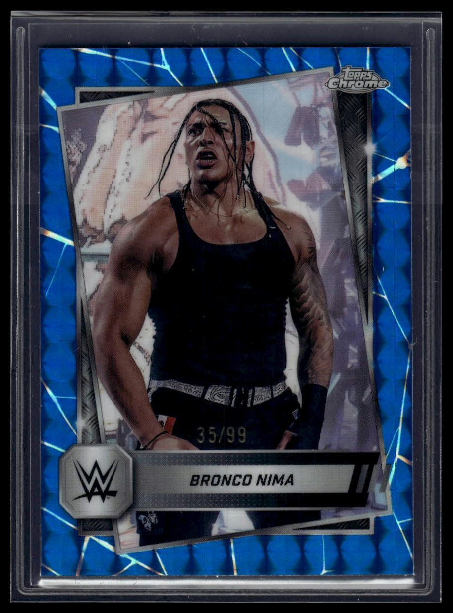 2025 Topps Chrome WWE #159 Bronco Nima Blue Geometric Refractor #/99