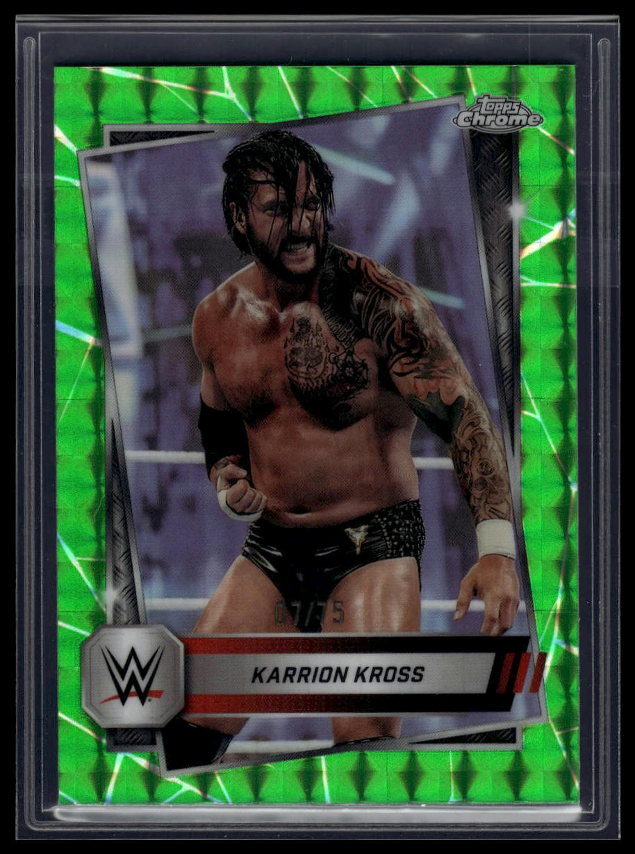 2025 Topps Chrome WWE #192 Karrion Kross Neon Green Geometric Refractor #/75