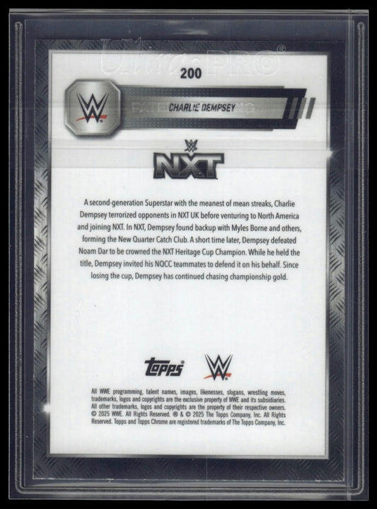 2025 Topps Chrome WWE #200 Charlie Dempsey Neon Green Geometric Refractor #/75