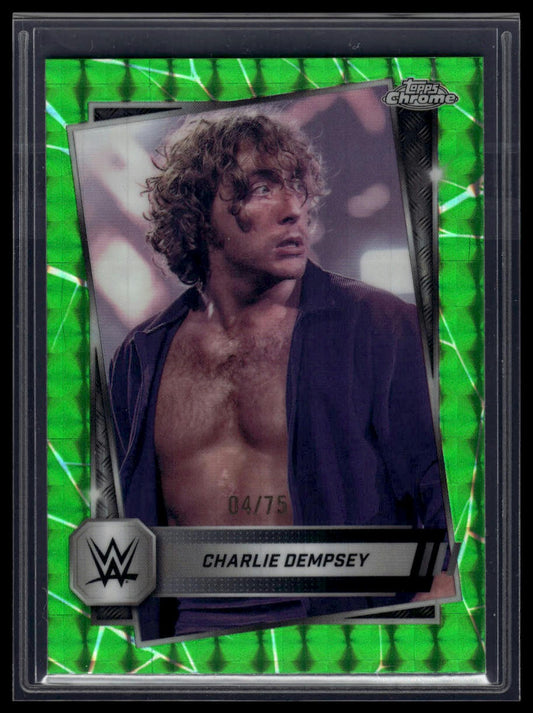 2025 Topps Chrome WWE #200 Charlie Dempsey Neon Green Geometric Refractor #/75