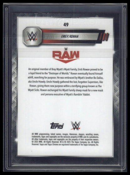 2025 Topps Chrome WWE #49 Erick Rowan Neon Green Geometric Refractor #/75