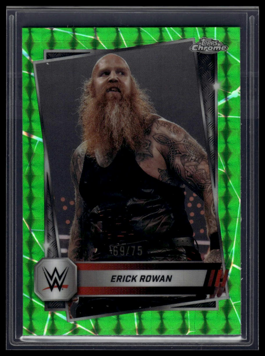 2025 Topps Chrome WWE #49 Erick Rowan Neon Green Geometric Refractor #/75