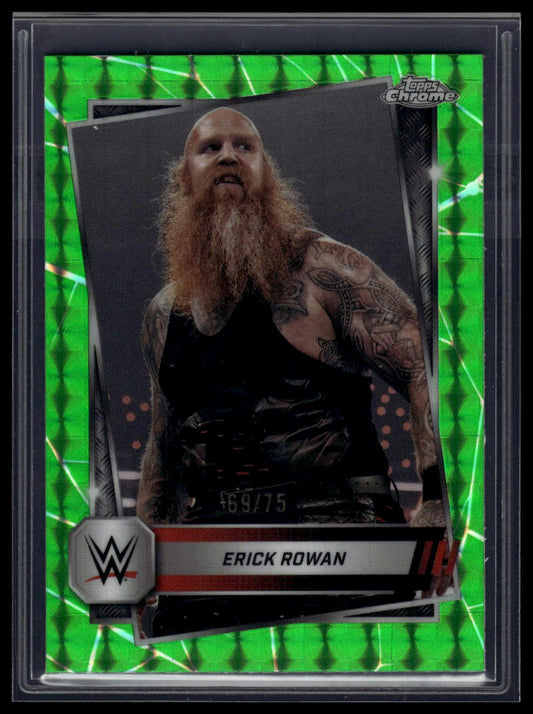 2025 Topps Chrome WWE #49 Erick Rowan Neon Green Geometric Refractor #/75