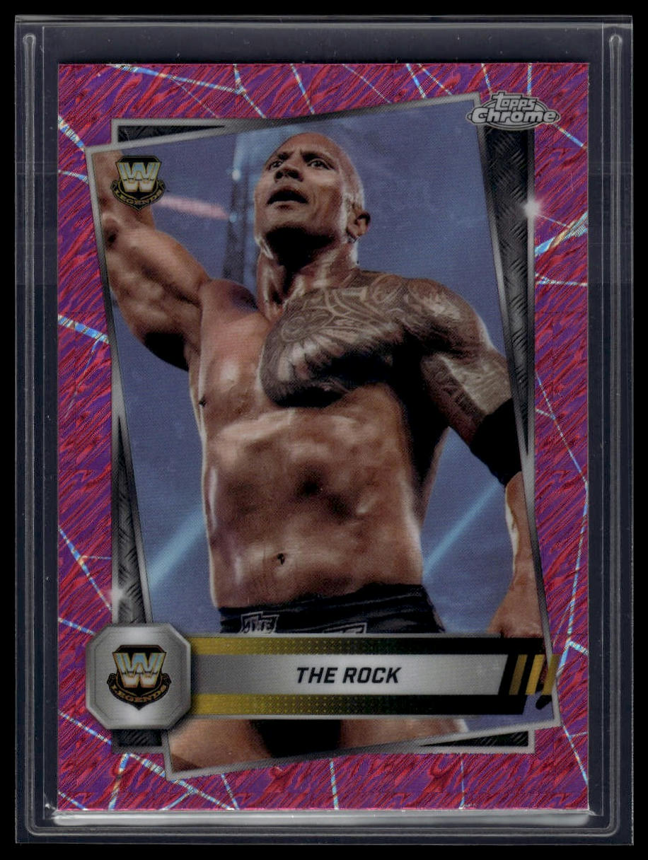 2025 Topps Chrome WWE #10 The Rock Pink Shimmer Refractor