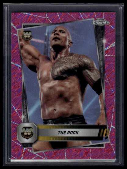 2025 Topps Chrome WWE #10 The Rock Pink Shimmer Refractor