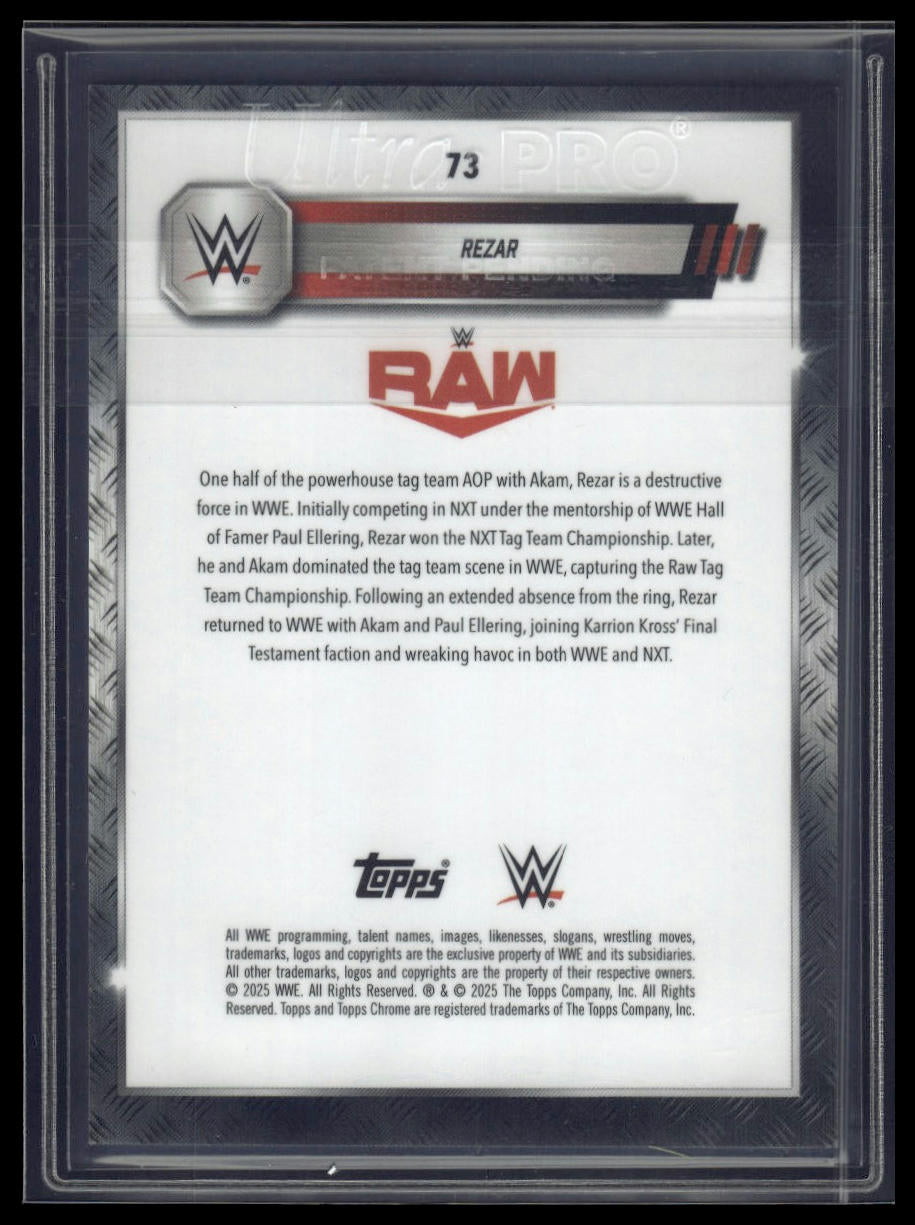 2025 Topps Chrome WWE #73 Rezar Orange Geometric Refractor #/25