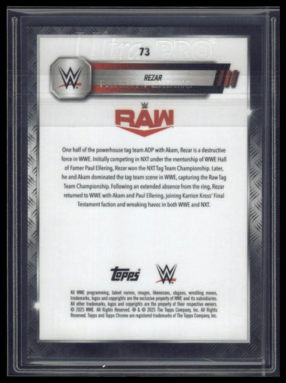 2025 Topps Chrome WWE #73 Rezar Orange Geometric Refractor #/25