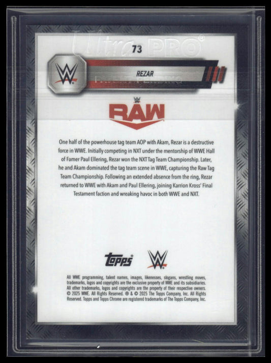 2025 Topps Chrome WWE #73 Rezar Orange Geometric Refractor #/25