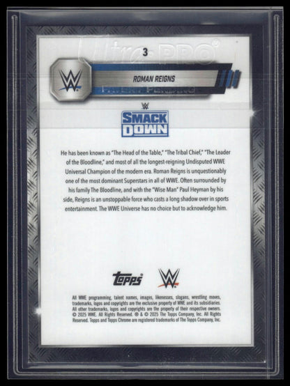 2025 Topps Chrome WWE #3 Roman Reigns Pink Shimmer Refractor