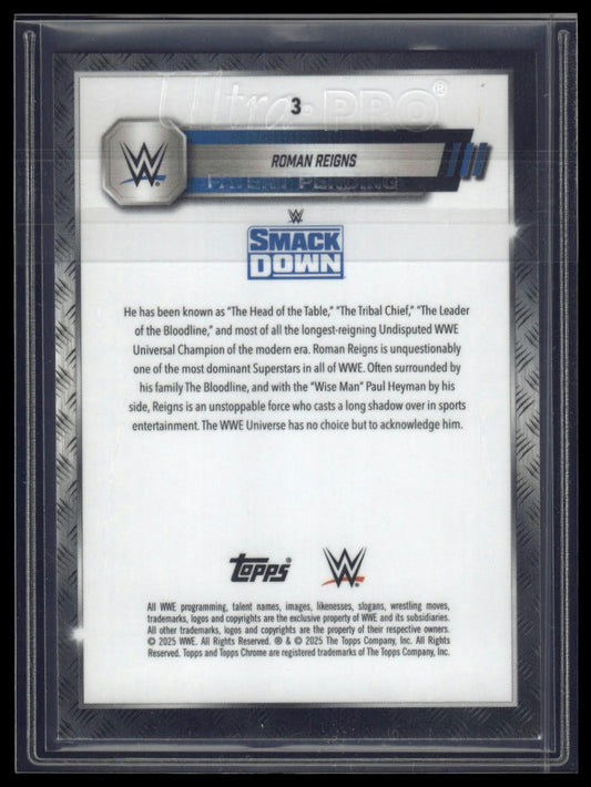 2025 Topps Chrome WWE #3 Roman Reigns Pink Shimmer Refractor