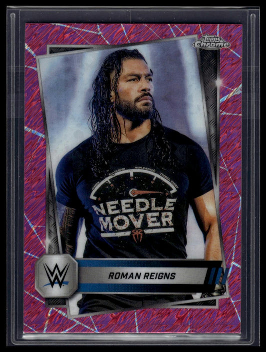 2025 Topps Chrome WWE #3 Roman Reigns Pink Shimmer Refractor