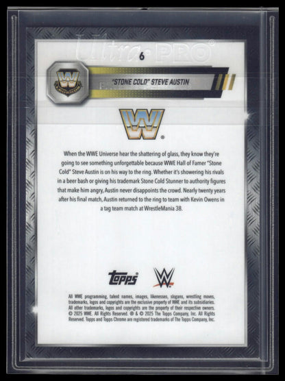 2025 Topps Chrome Sapphire WWE #6 Stone Cold Steve Austin
