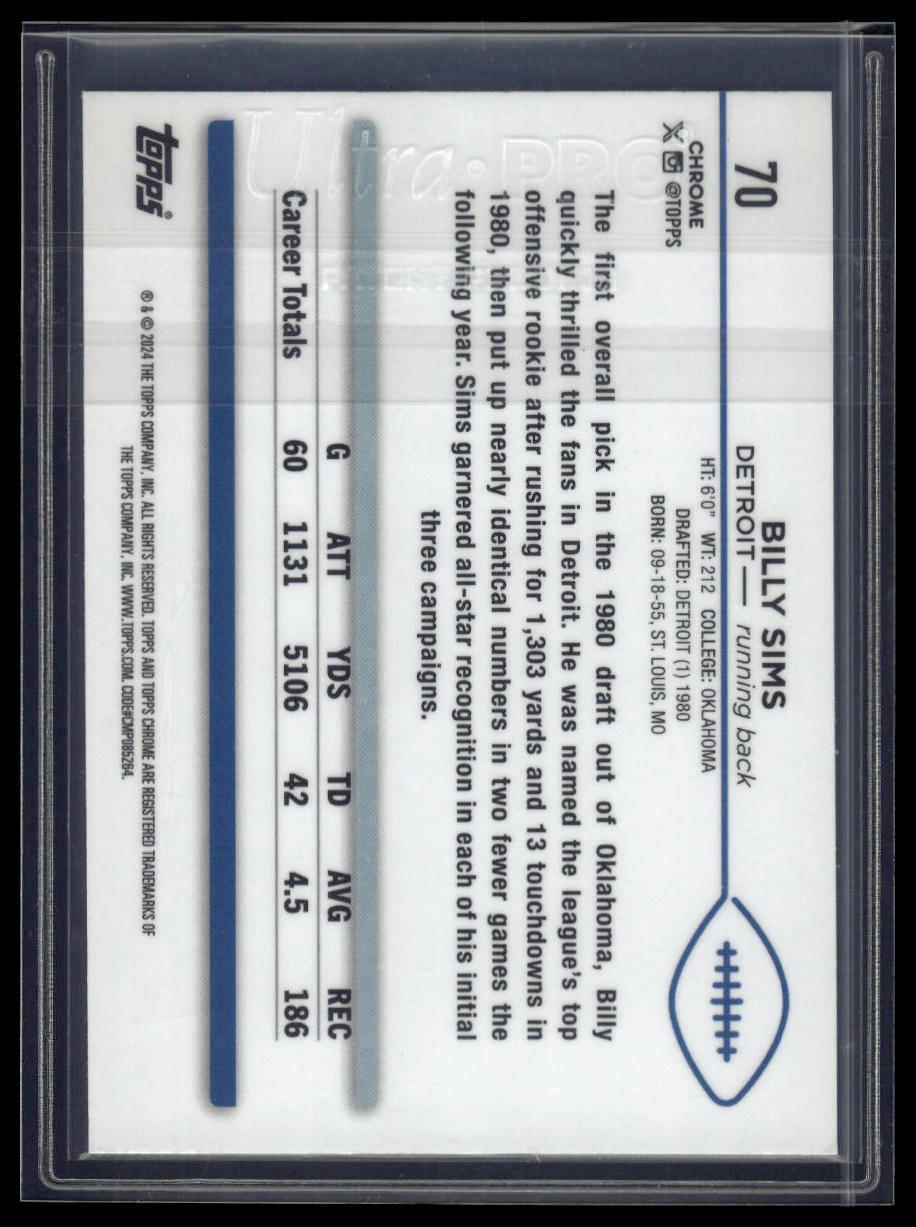 2024 Topps Chrome Sapphire Edition #70 Billy Sims
